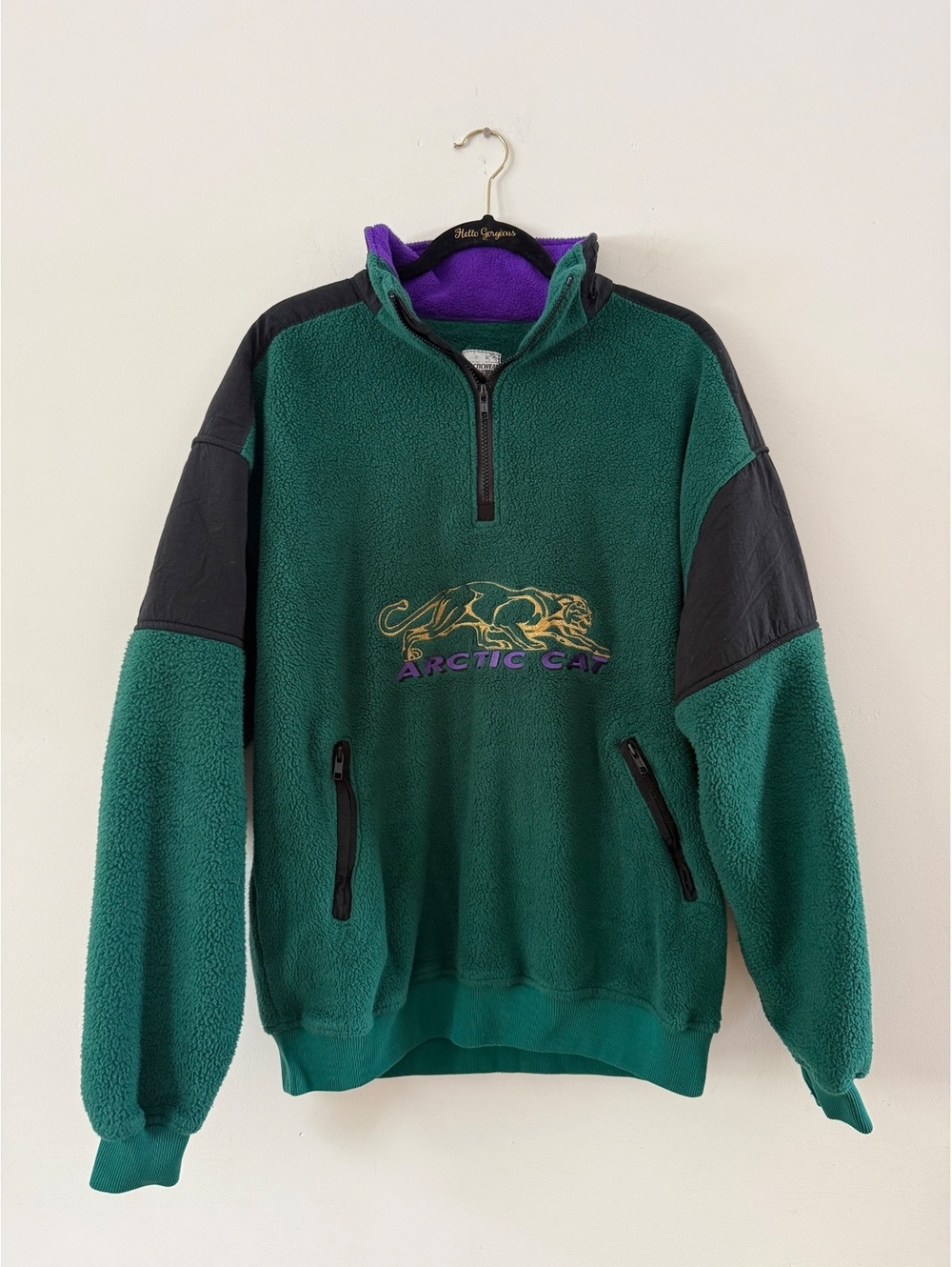 Arctic Wear Vintage Arctic Cat Fleece Colorblock Pullover Green Men’s Medium
